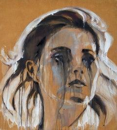 Contemporary Abstract Expressionist Modern Portrait, "Alida Valli" Black & White