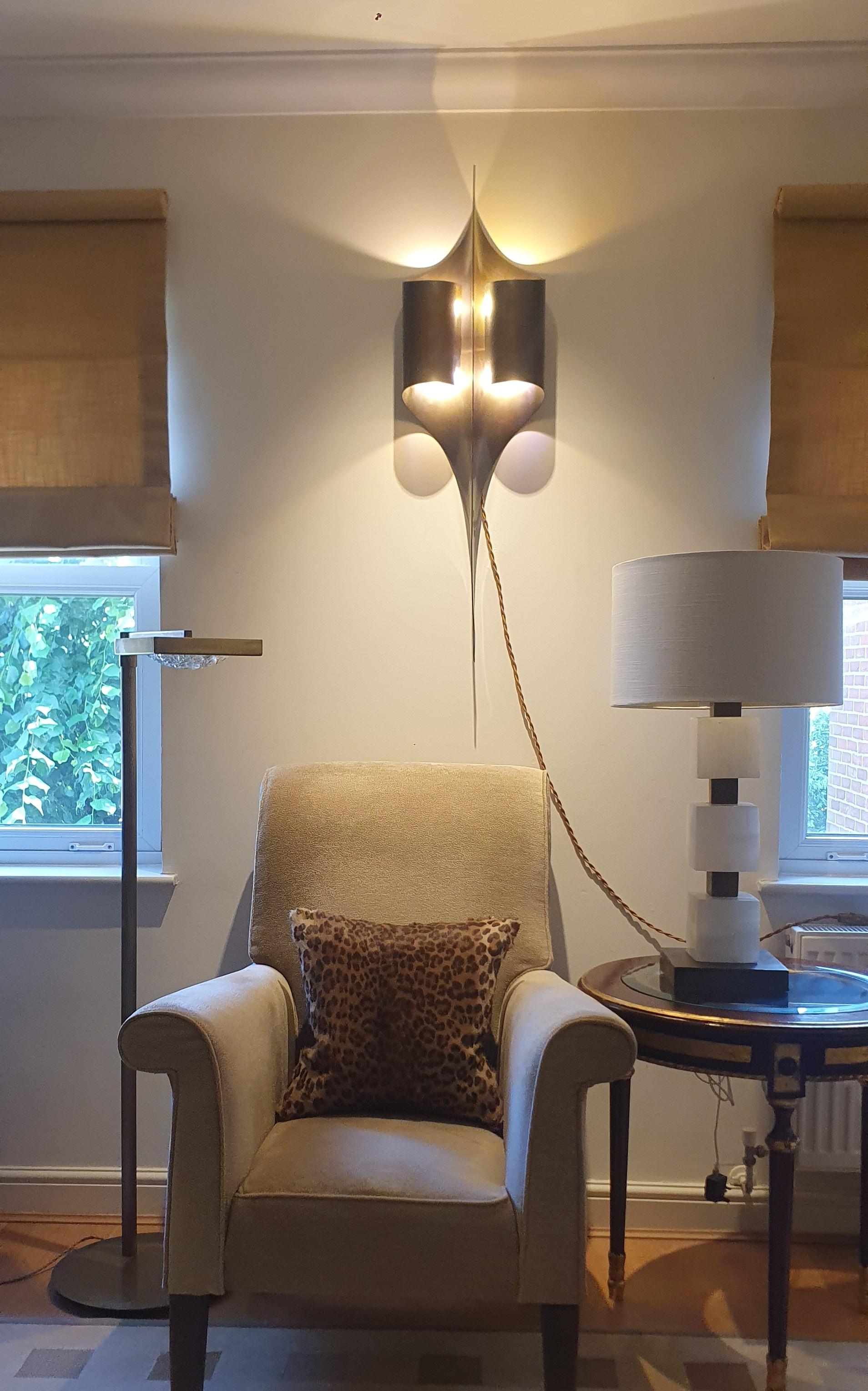 MARIONI Cecile Floor Standing reading lamp in Brushed Brass with swing arm shade For Sale 3