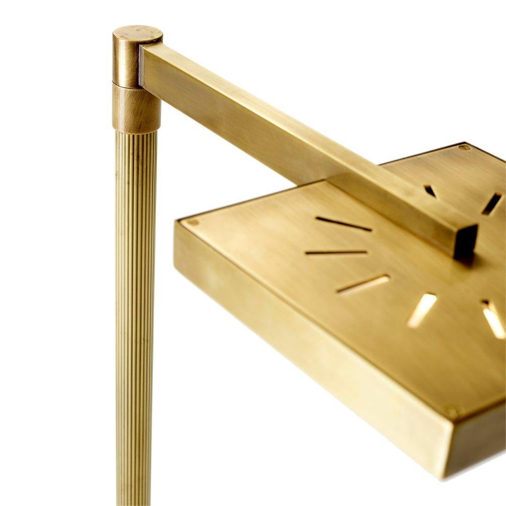 MARIONI Cecile Floor Standing reading lamp in Brushed Brass with swing arm shade For Sale 4
