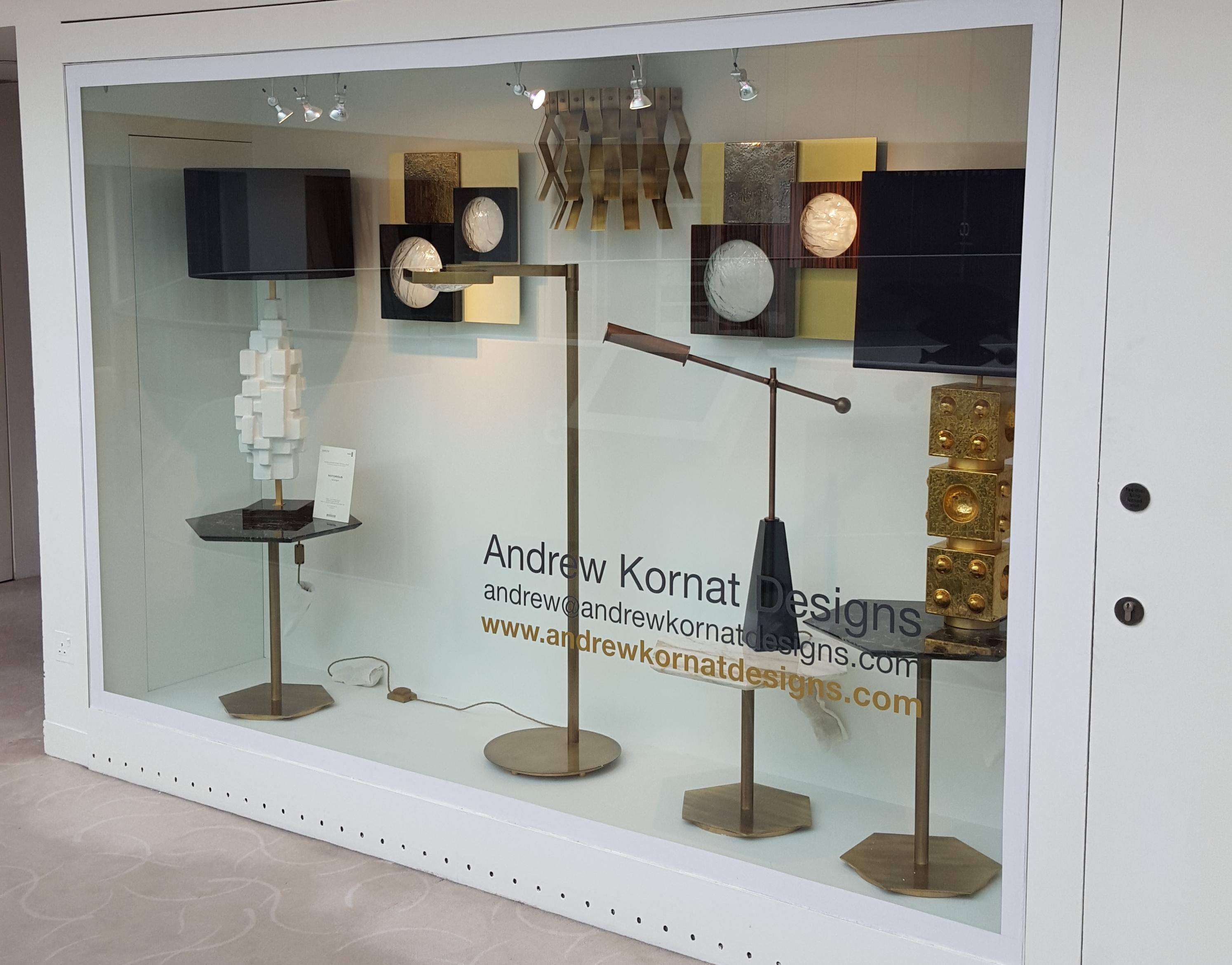 Italian MARIONI Cecile Floor Standing reading lamp in Brushed Brass with swing arm shade For Sale