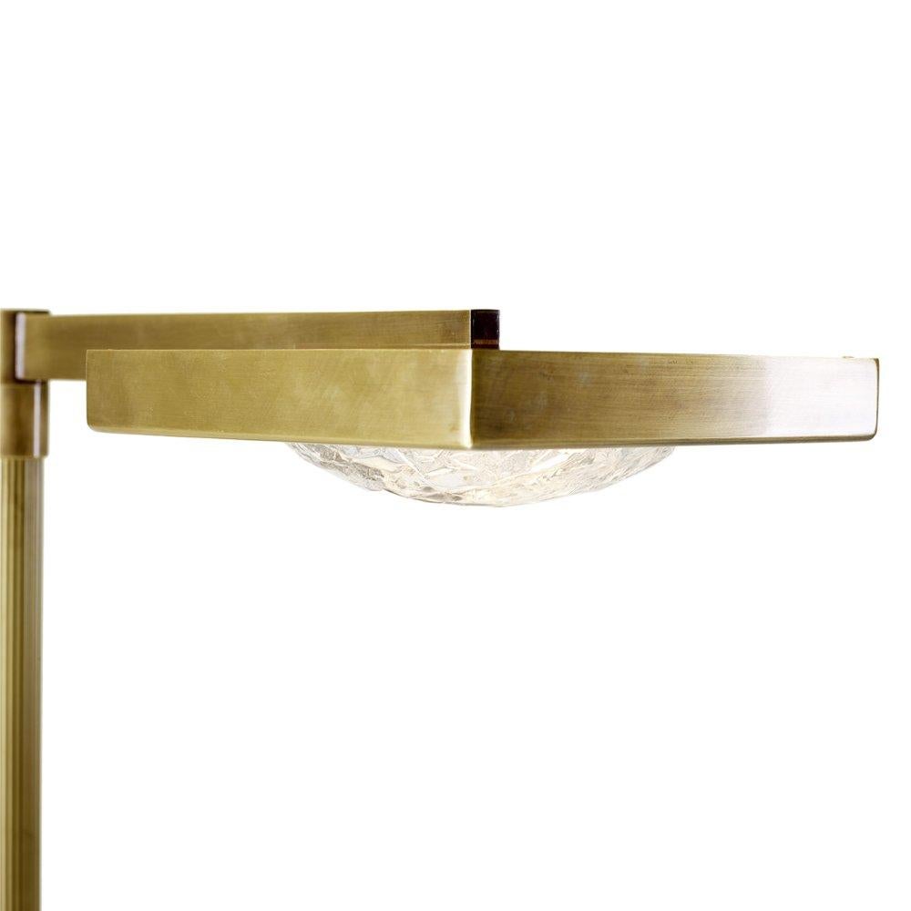 Carved MARIONI Cecile Floor Standing reading lamp in Brushed Brass with swing arm shade For Sale