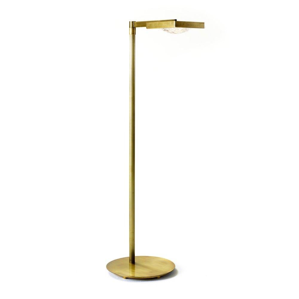 Contemporary MARIONI Cecile Floor Standing reading lamp in Brushed Brass with swing arm shade For Sale