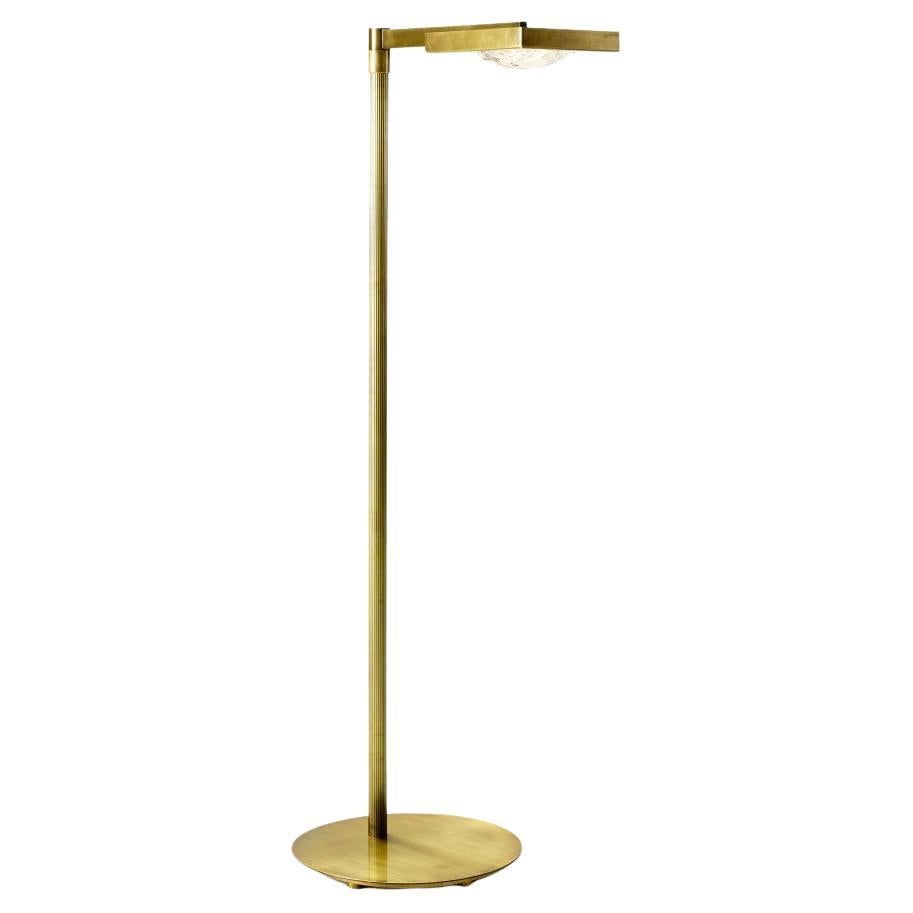 MARIONI Cecile Floor Standing reading lamp in Brushed Brass with swing arm shade