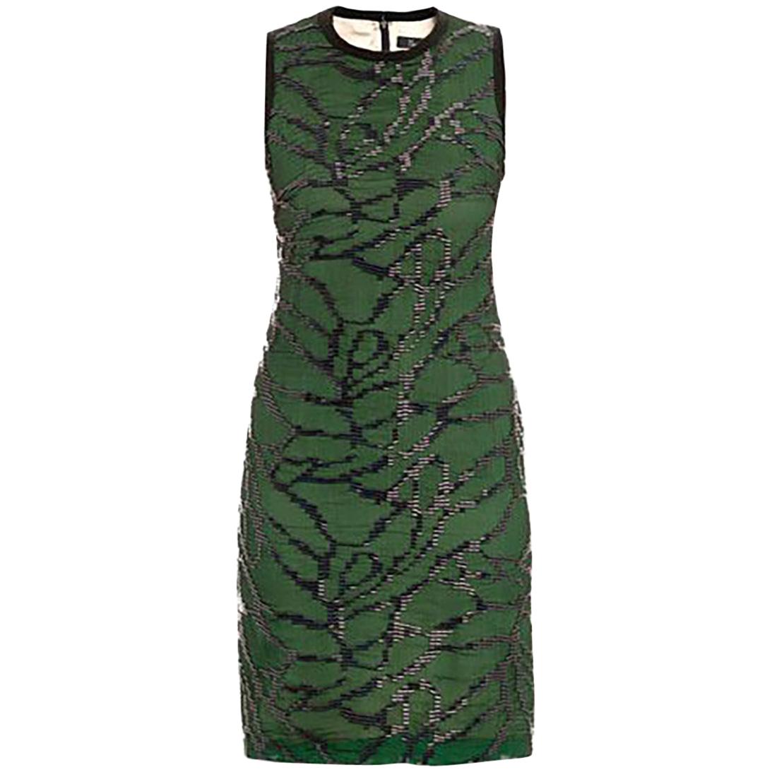 Marios Schwab Silk Green & Black Bead Embellished Dress - Size US 4 For Sale