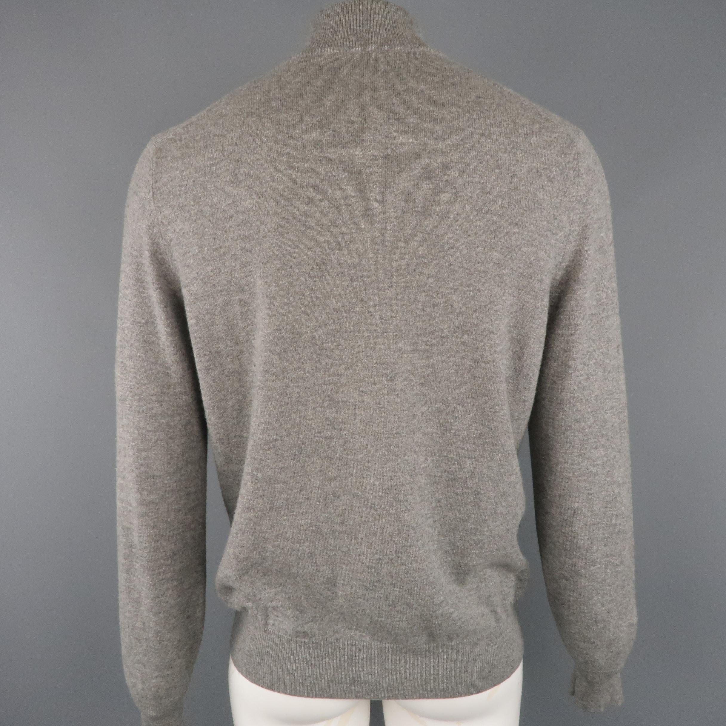 MARIO'S Size XL Heather Grey Cashmere Zip Neck Pullover Sweater 2