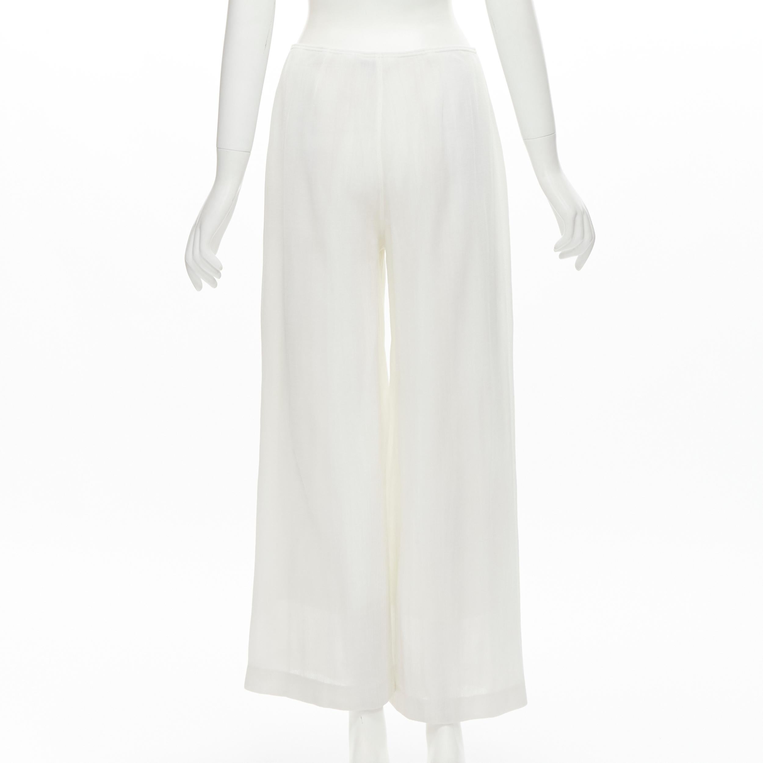 MARIOT CHANET white textured logo button fitted blazer wide leg pants IT42 M in vendita 5