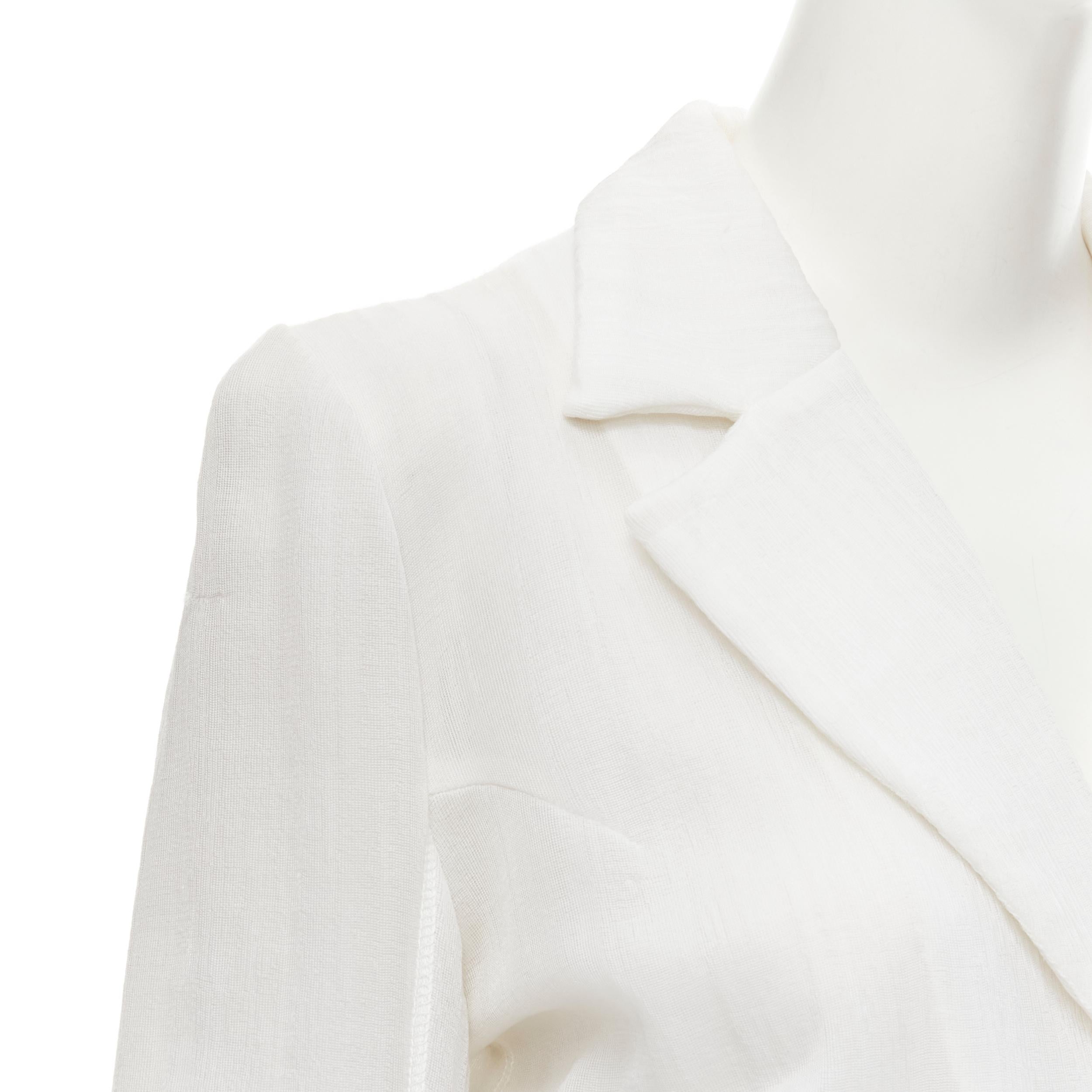 MARIOT CHANET white textured logo button fitted blazer wide leg pants IT42 M in vendita 2