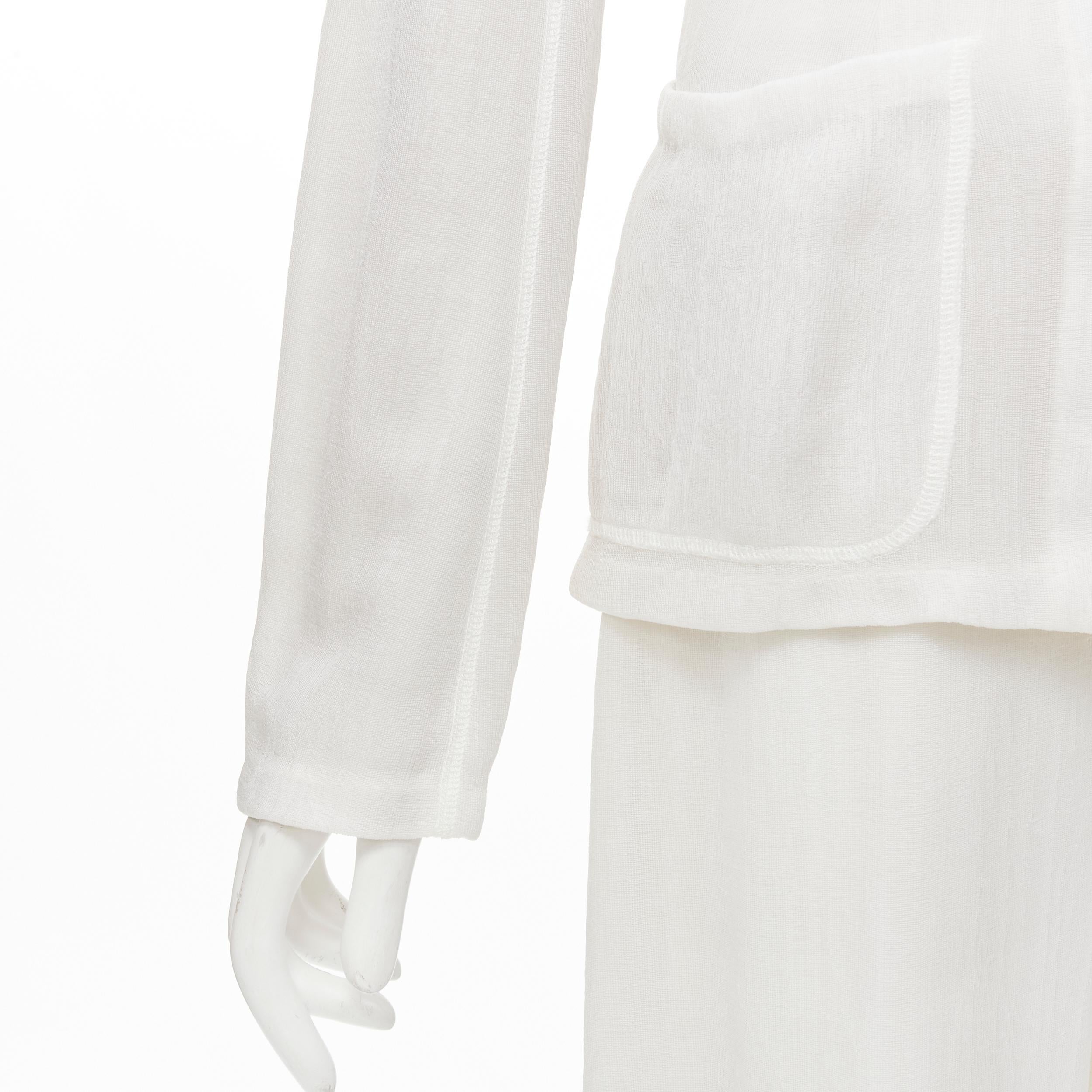 MARIOT CHANET white textured logo button fitted blazer wide leg pants IT42 M in vendita 3