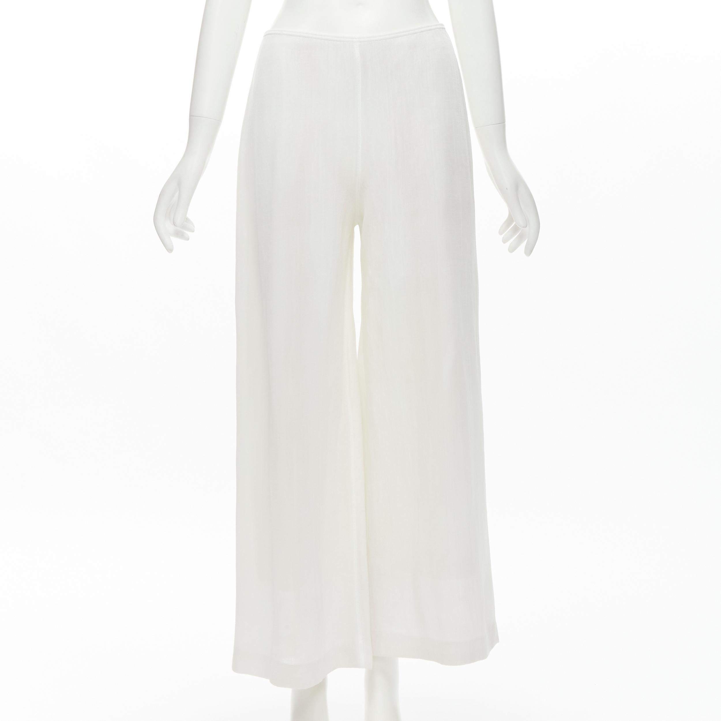 MARIOT CHANET white textured logo button fitted blazer wide leg pants IT42 M For Sale 4