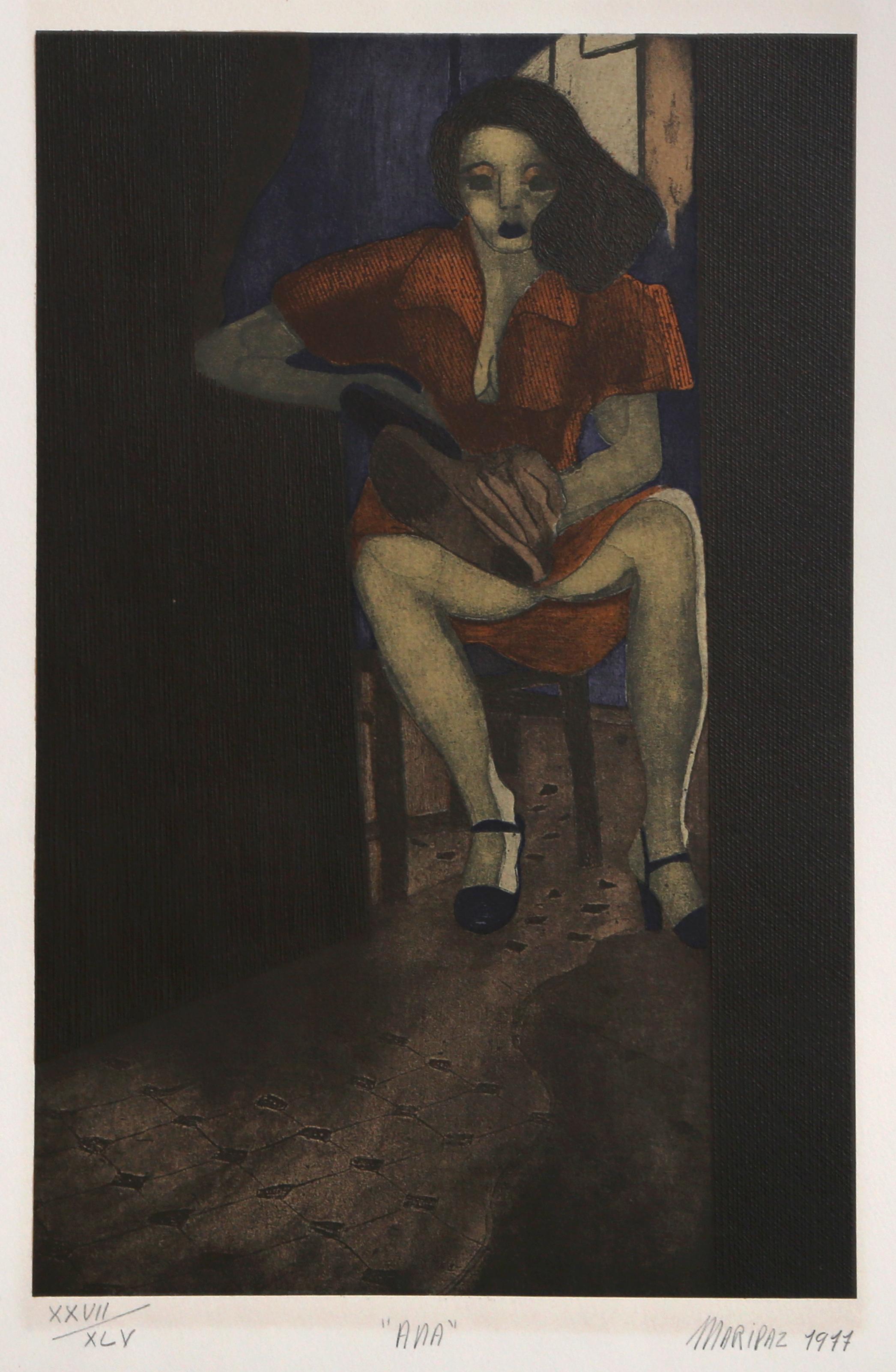 Ana, Signed Lithograph with Screenprinting by Maripaz Jaramillo