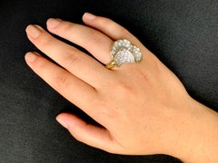 Fine Estate 3 TCW Pave Diamond 14K Yellow, White Gold Pansy Ring