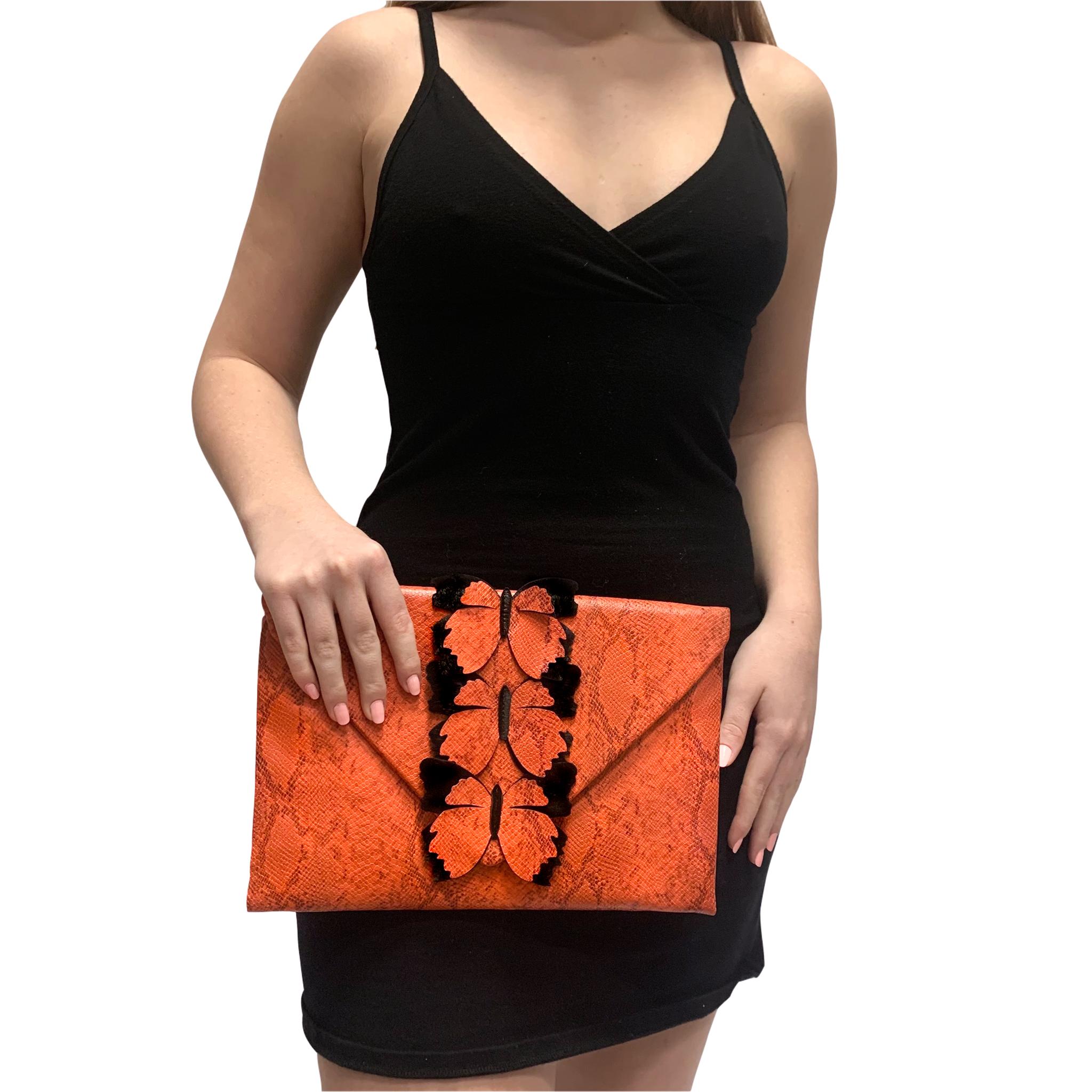 Mariposa Clutch Black/Orange In New Condition In Carlsbad, CA