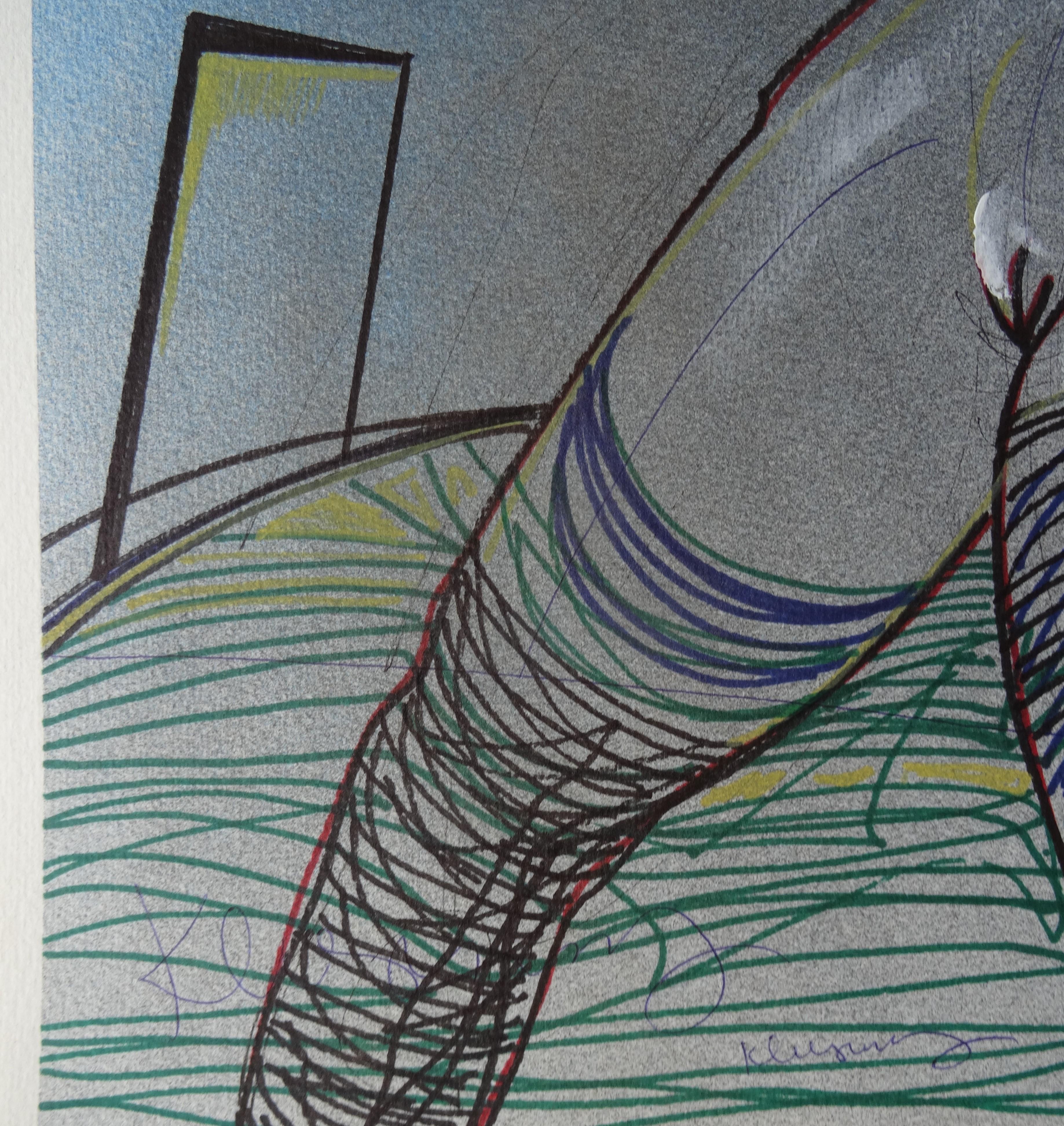 Danza. 2018. Papel, técnica mixta, 38x50 cm - Nude Painting Gris de Maris Abilevs 