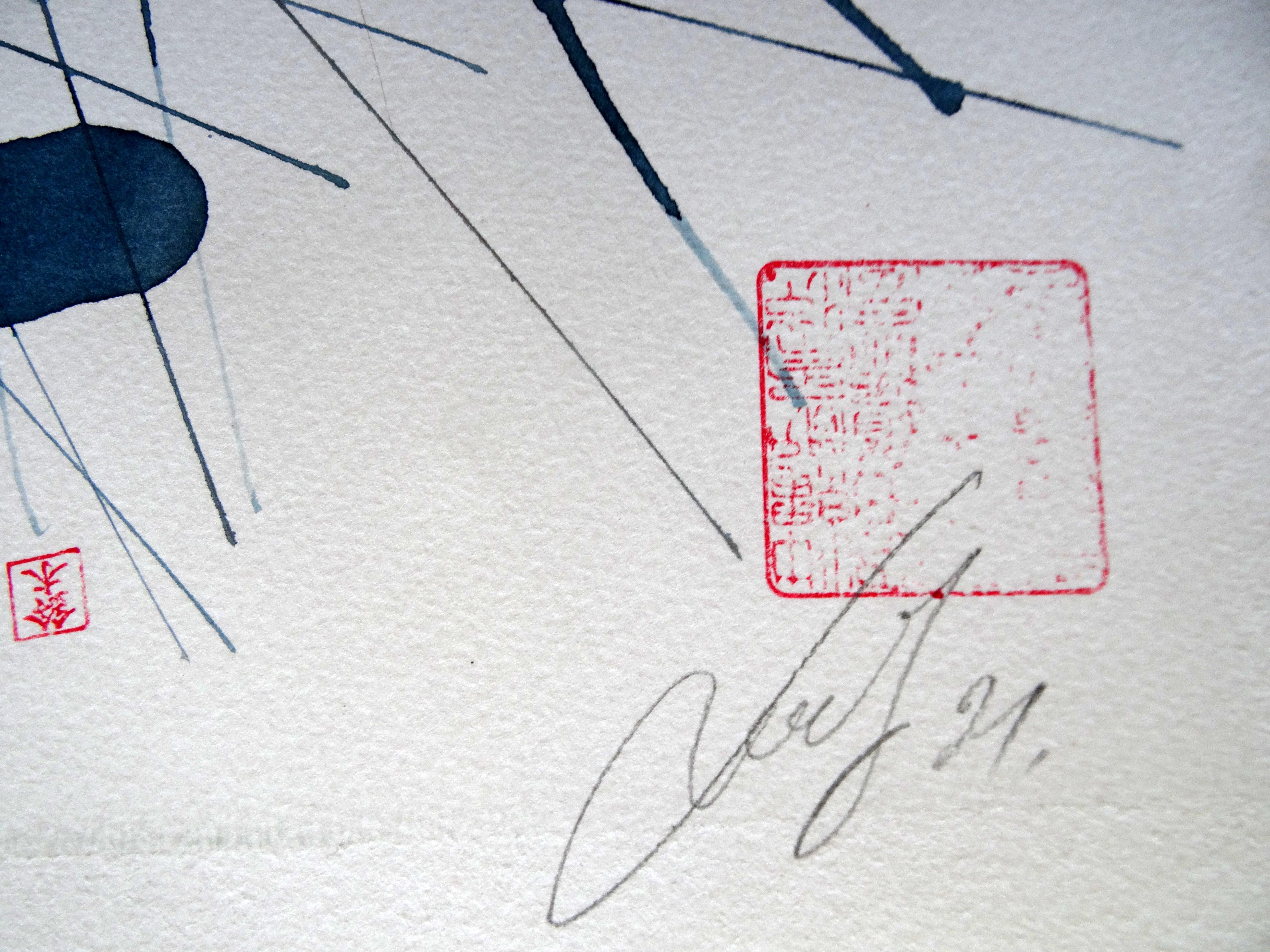 Dawn. Composizione astratta. 2021. Carta, tecnica mista, 48x71 cm - Painting di Maris Abilevs 
