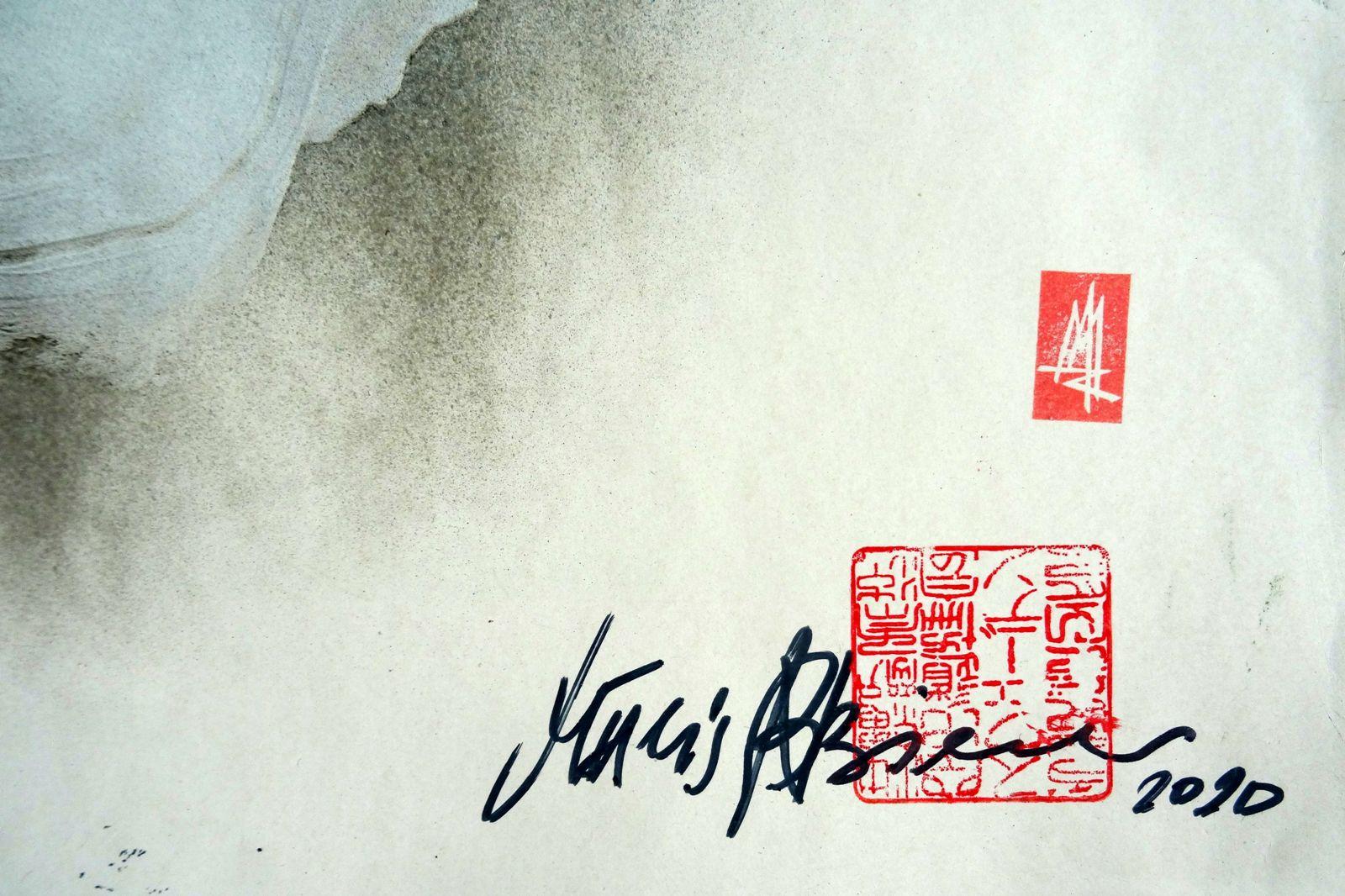 Sogno. 2020. Carta, tecnica mista, 63x94 cm - Mixed Media Art Contemporaneo di Maris Abilevs 