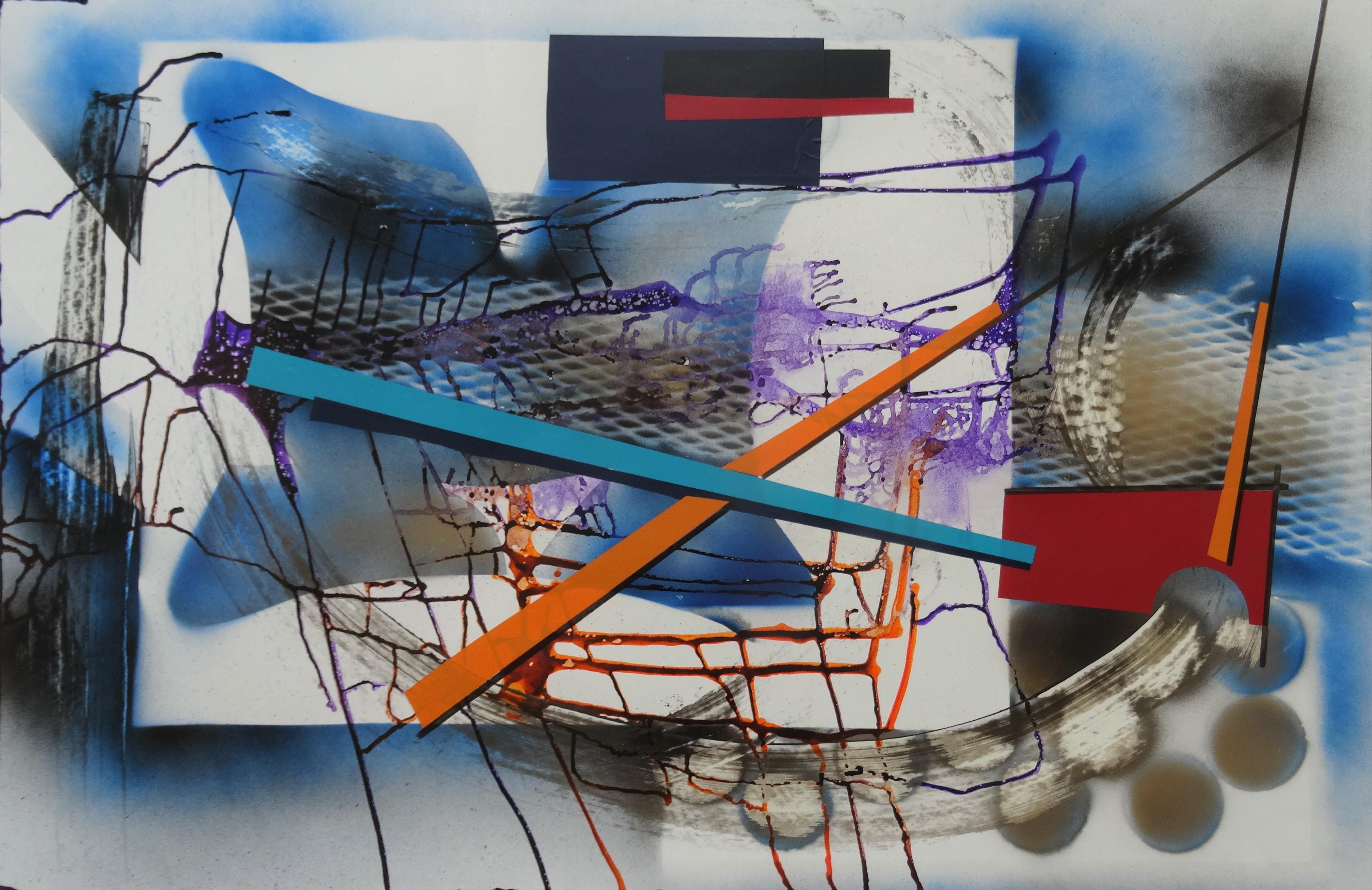 Flow. 2020. Papier, Mischtechnik, 63x94 cm – Mixed Media Art von Maris Abilevs 