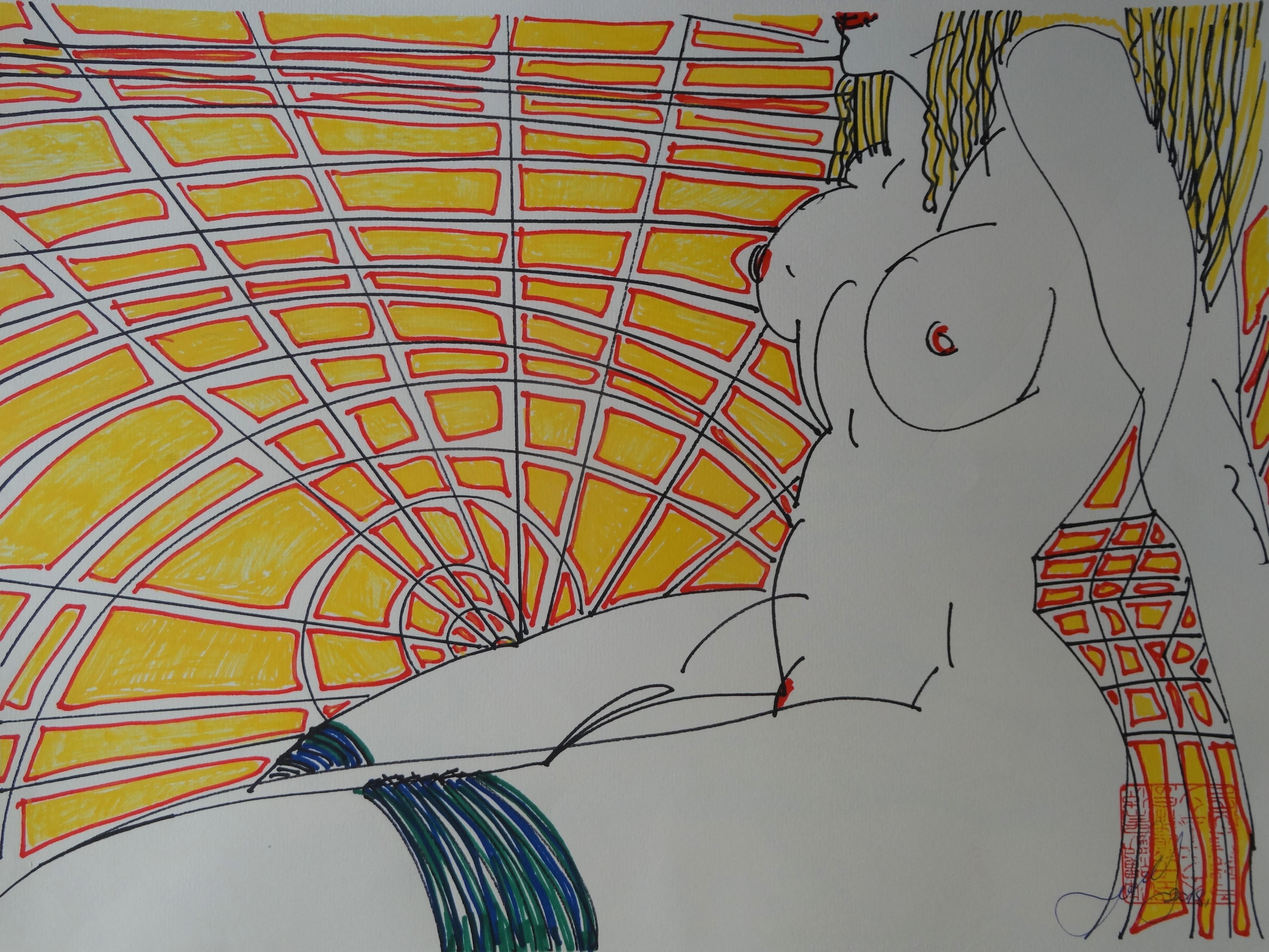 Le Soleil. 2018. Papier, Mischtechnik, 38x50 cm – Mixed Media Art von Maris Abilevs 