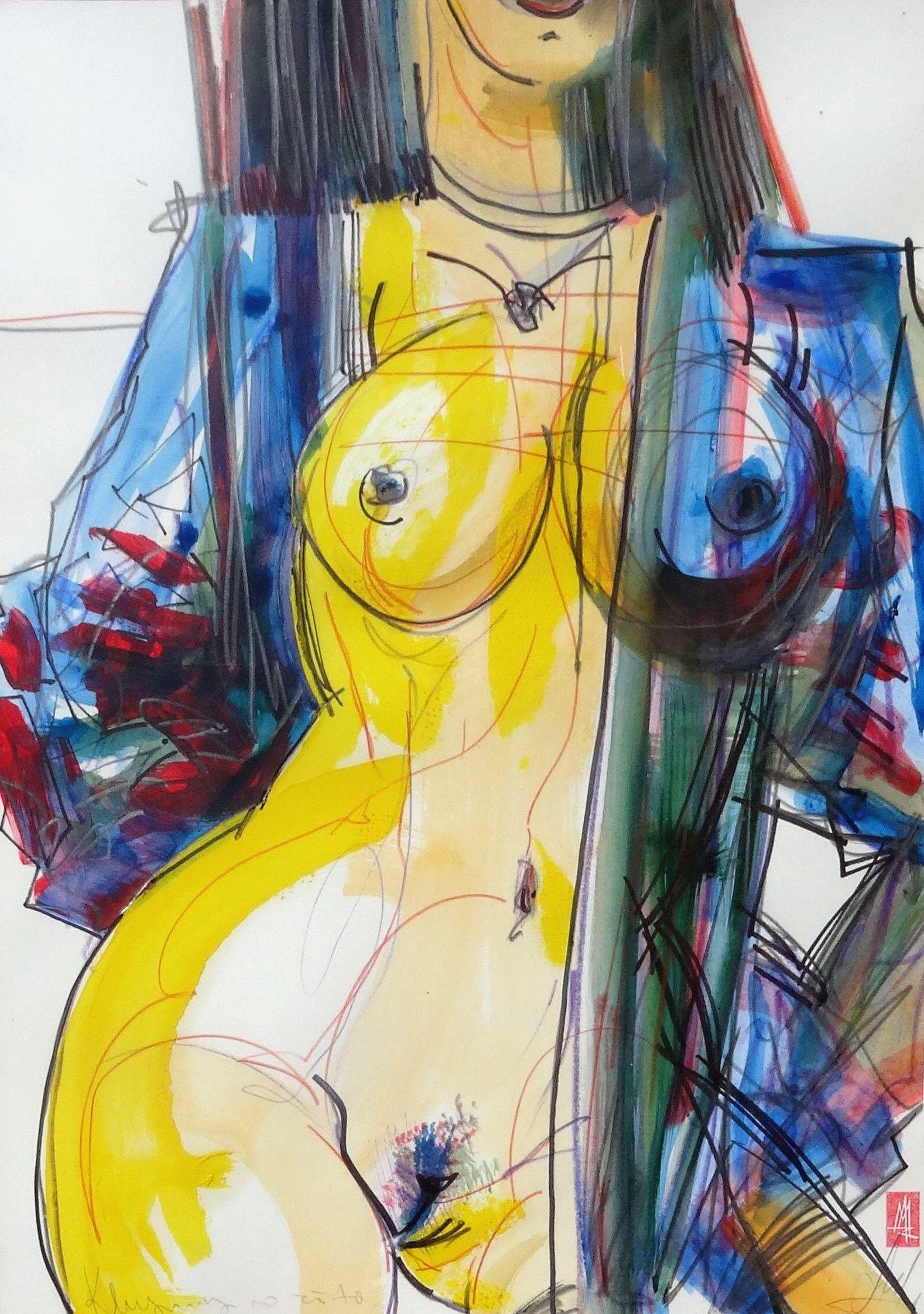 Maris Abilevs  Nude Painting - Silence in the morning. 2015, paper, watercolor, 60x43 cm