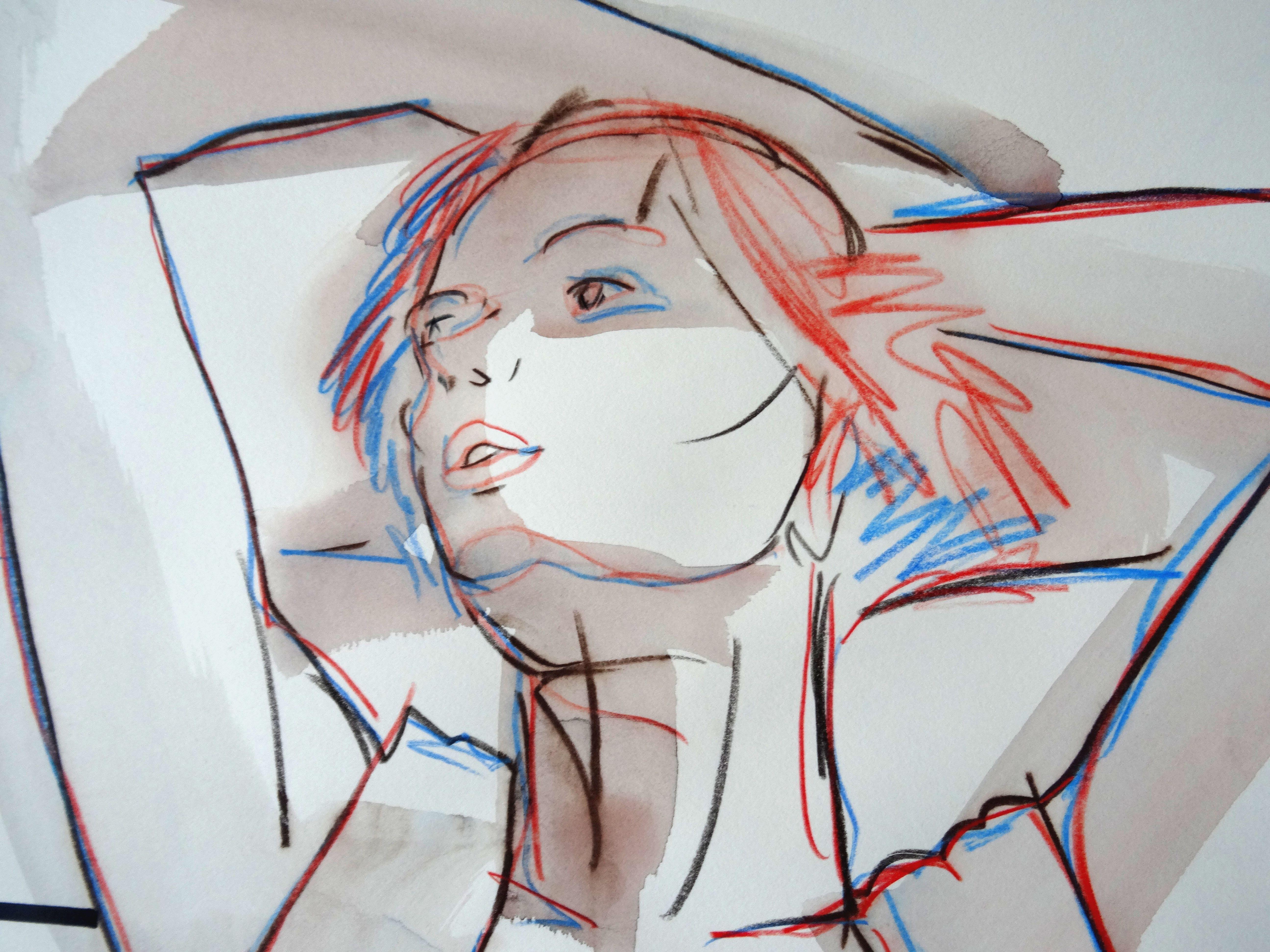 Sí. 2021. Papel, técnica mixta, 61x43 cm - Painting de Maris Abilevs 