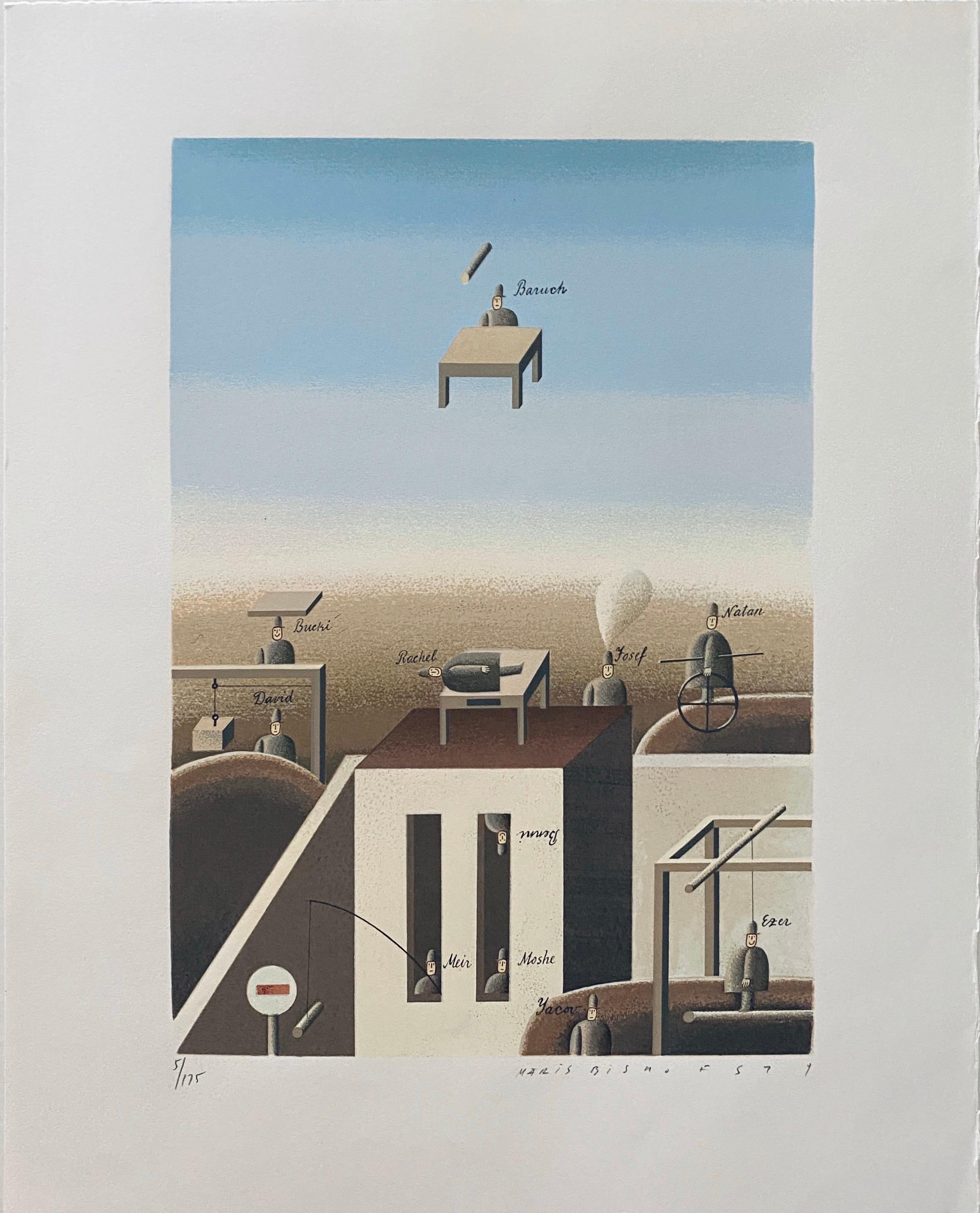 Letón Israelí Surrealismo Ilustración Arte Litografía Serigrafía Volar Baruch en venta 4
