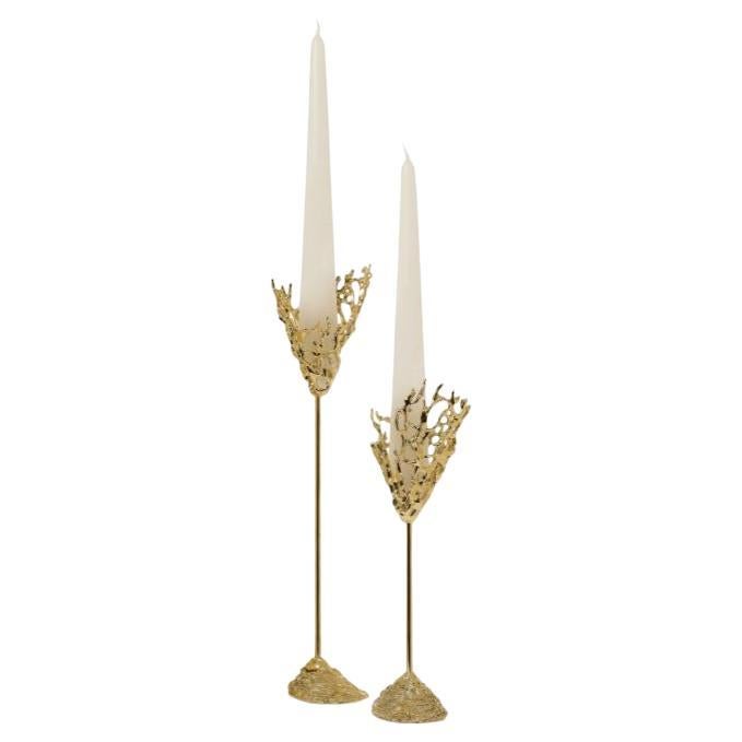 Maris - candlestisck ; candelabro de oro; candelabro de oro; inspirado en el mar