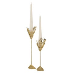 Maris - candlestisck ; candelabro de oro; candelabro de oro; inspirado en el mar