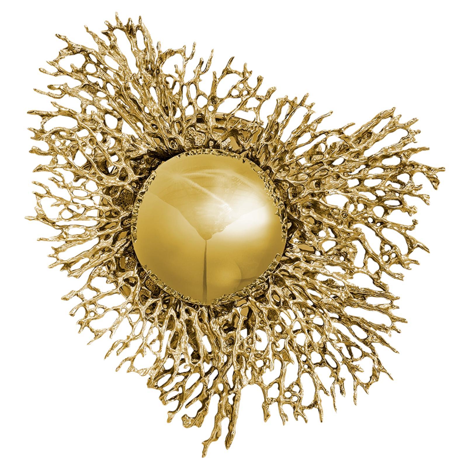 Maris Handcrafted Sculptural Wall Lamp in Polished Brass, Coral Form