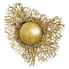 Maris Handcrafted Sculptural Wall Lamp in Polished Brass, Coral Form