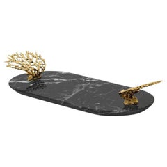 Maris - Marble Tray; Gold tray ; Organic design; Luxury serveware; Nero marquina