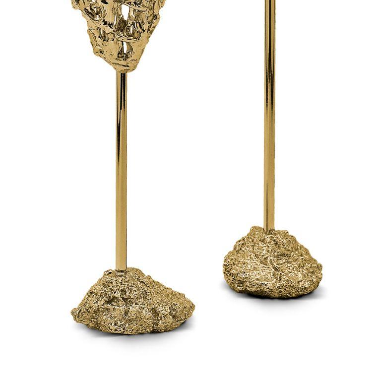 Organic Modern Maris – Sculptural Gold Candlestick Inspired by Ocean Coral For Sale