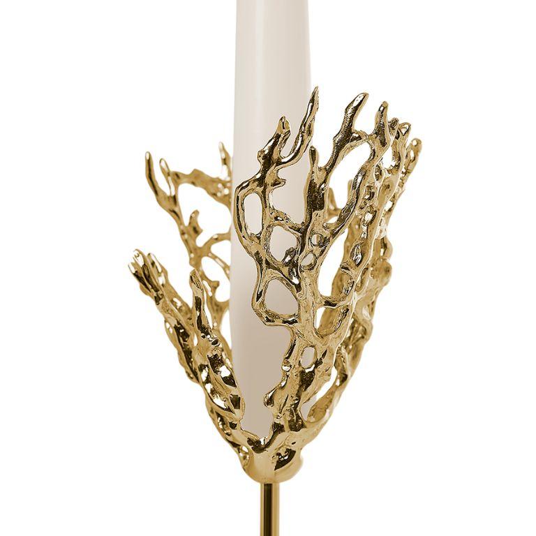 Portuguese Maris – Sculptural Gold Candlestick Inspired by Ocean Coral For Sale