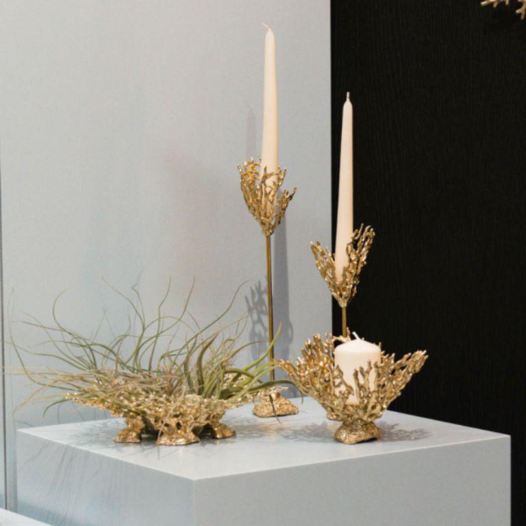 Maris – Sculptural Gold Candlestick Inspired by Ocean Coral In New Condition For Sale In Porto, PT