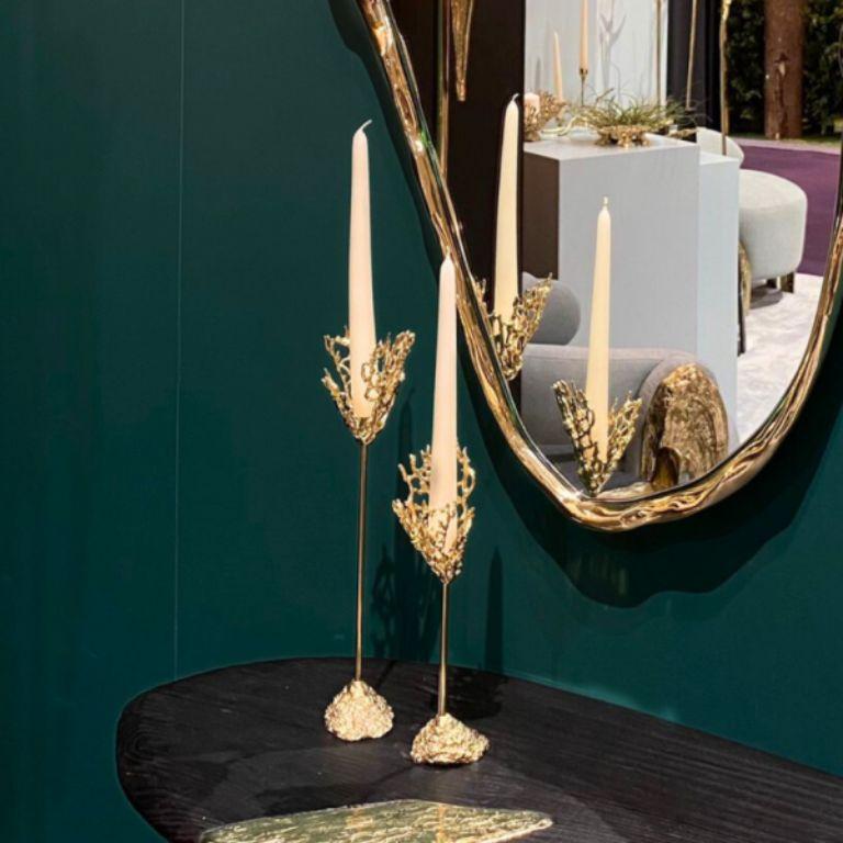 Contemporary Maris – Sculptural Gold Candlestick Inspired by Ocean Coral For Sale