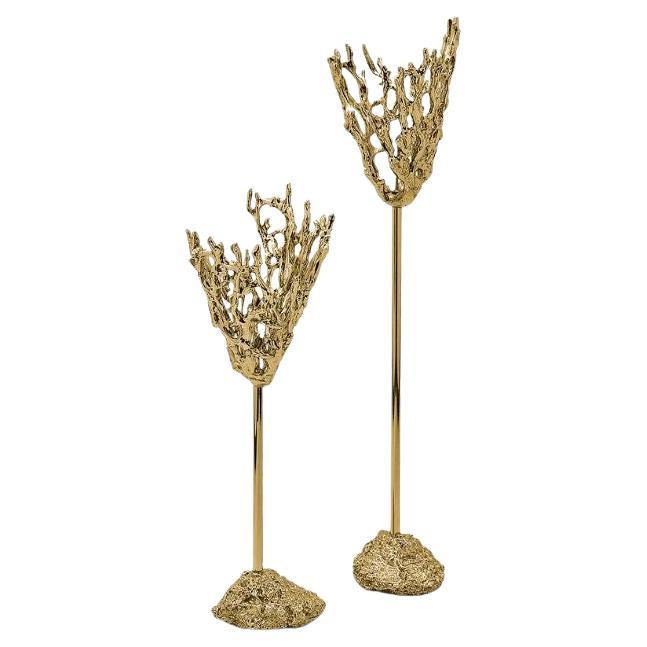 Maris – Sculptural Gold Candlestick Inspired by Ocean Coral For Sale