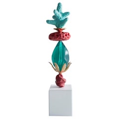 Maris TOTEM Sculpture in Clay and Resin with Wooden Base by Ashley Hicks, 2018