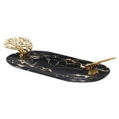 Maris Tray – Decorative Brass Tray with Portoro Marble Base