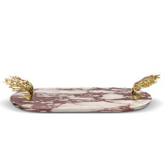 Maris Tray – Sculptural Brass Tray with Calacatta Viola Marble Detail