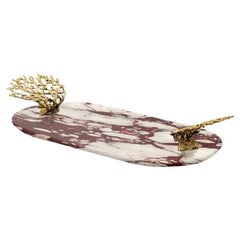 Maris Tray – Sculptural Brass Tray with Calacatta Viola Marble Detail