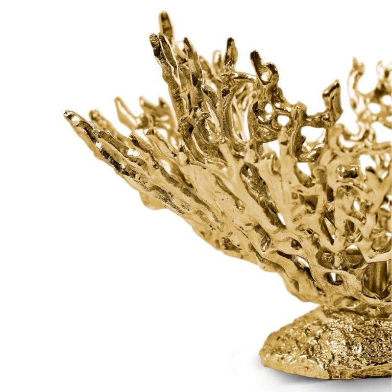 Organico moderno Maris Votive - Portacandele con design ispirato ai coralli dell'oceano in ottone lucido in vendita