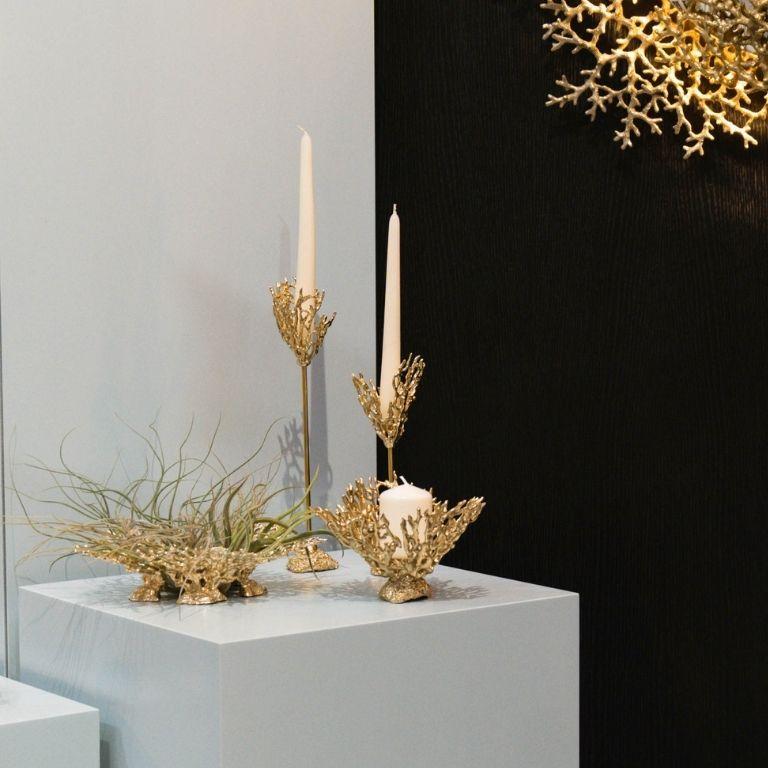 Fatto a mano Maris Votive - Portacandele con design ispirato ai coralli dell'oceano in ottone lucido in vendita