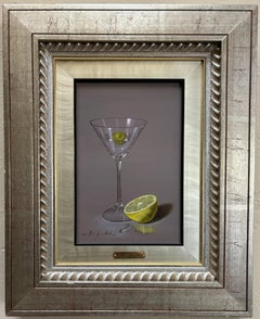 MARISA MALLOL Bodegón Copa Martini Oliva Lima ARTISTA FEMENINA ESPAÑOLA Realismo