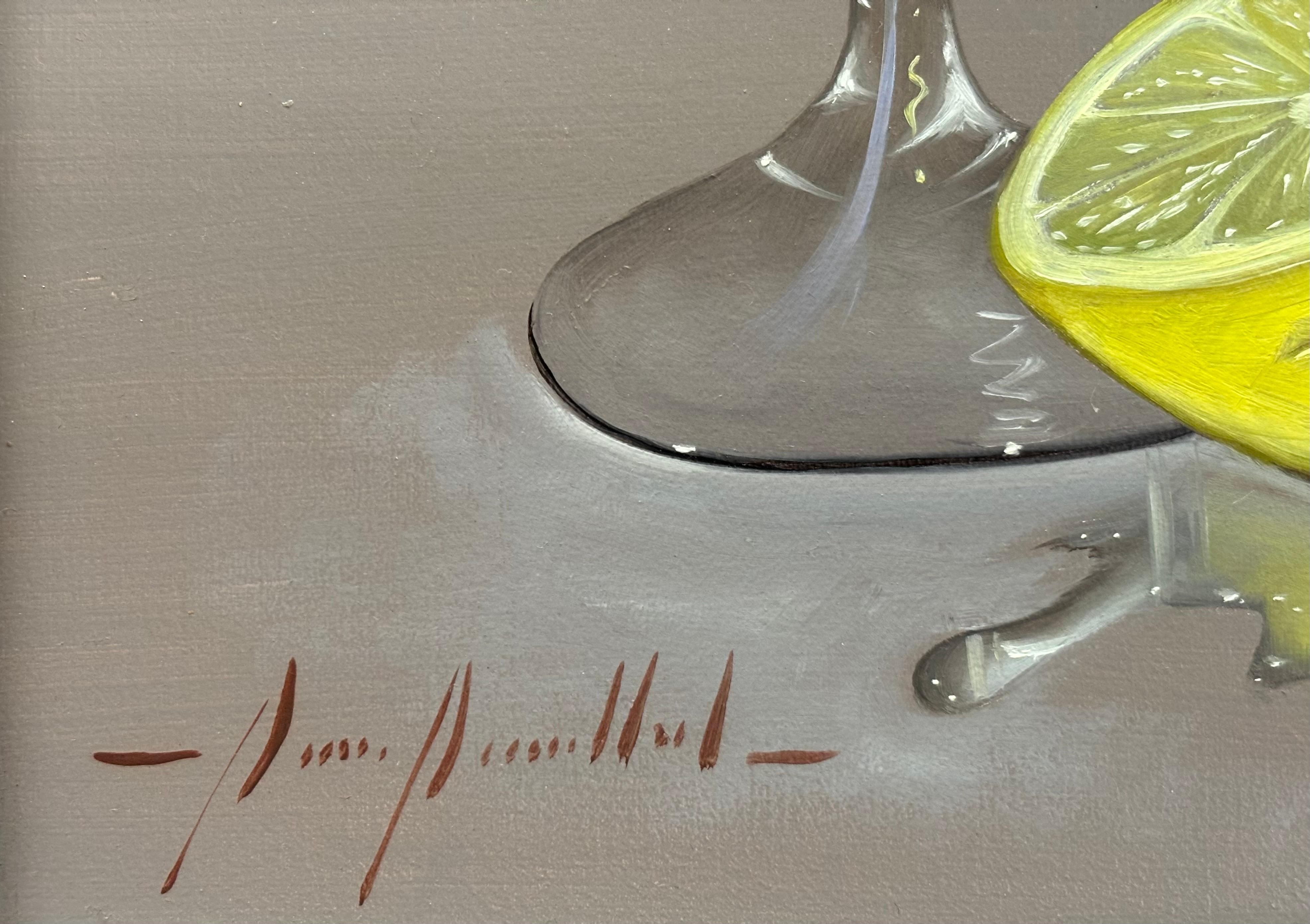 MARISA MALLOL Nature morte Verre à Martini Olive Citron vert ARTISTE FEMELLE ESPAGNOLE Réalisme en vente 1