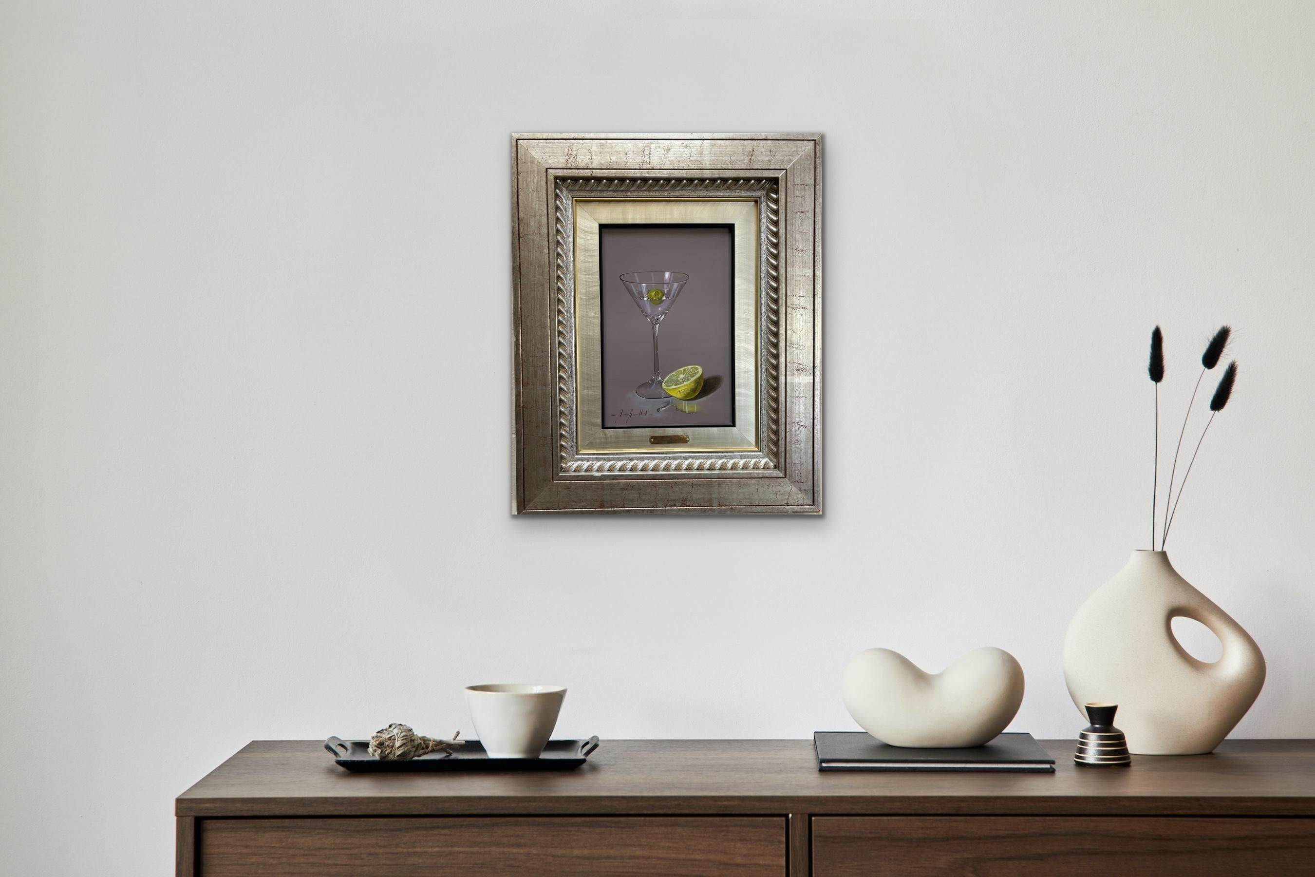 MARISA MALLOL Nature morte Verre à Martini Olive Citron vert ARTISTE FEMELLE ESPAGNOLE Réalisme en vente 3
