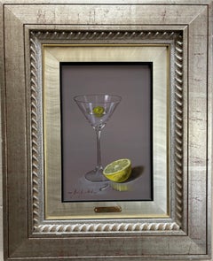 MARISA MALLOL Bodegón Copa Martini Uvas ARTISTA ESPAÑOLA FEMENINA pintura al óleo