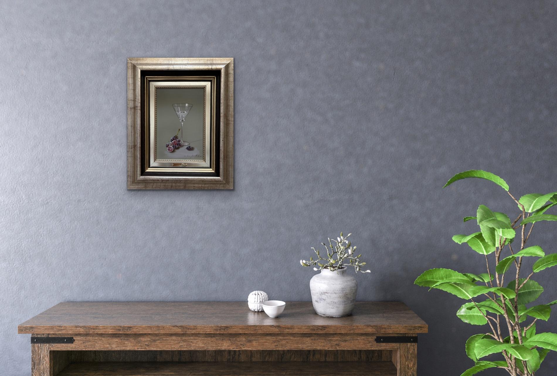 MARISA MALLOL Nature morte Verre à Martini Raisins FEMME ARTISTE ESPAGNOLE peinture à l'huile en vente 2