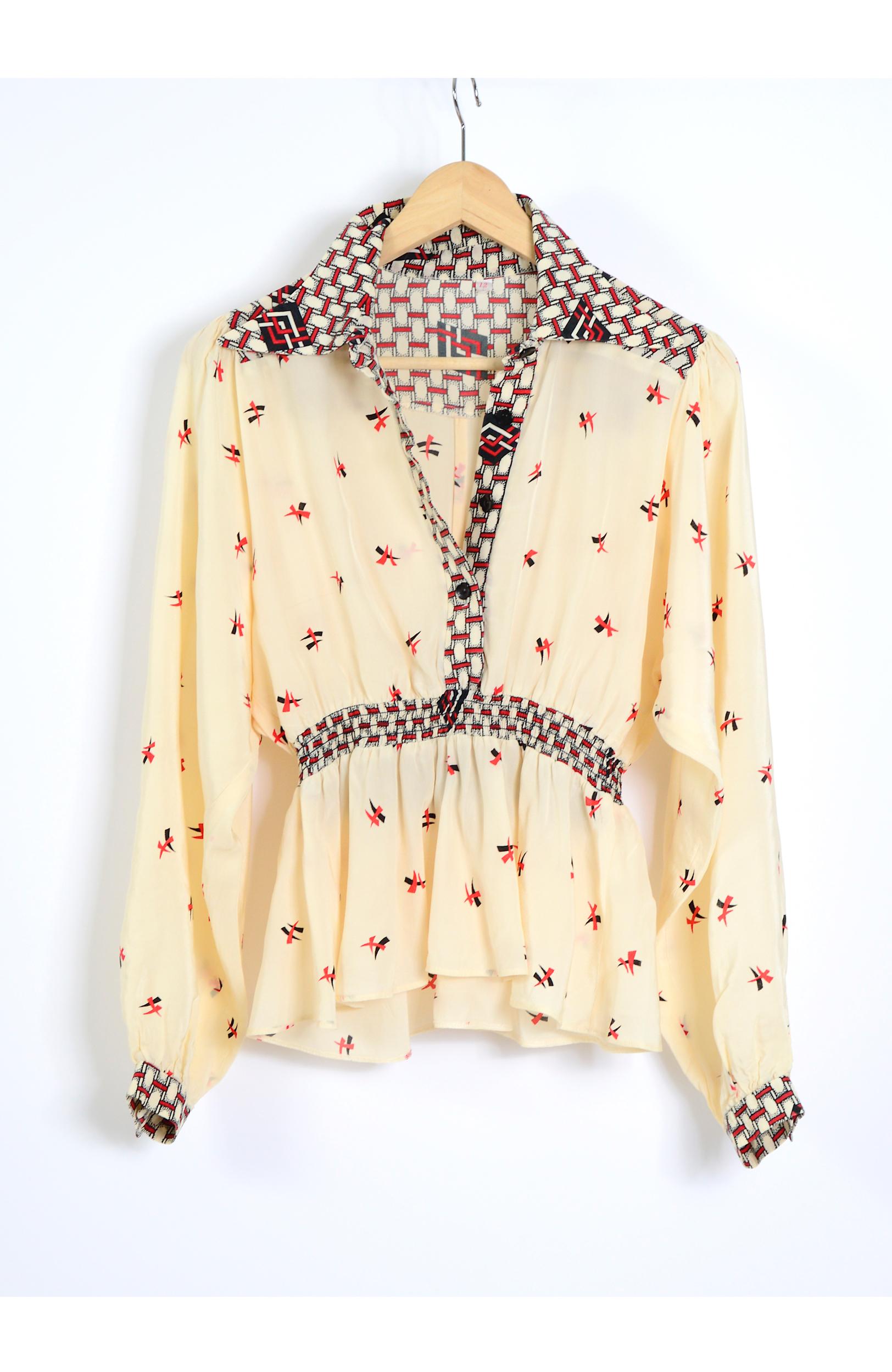 Marisa Martin Knightsbridge vintage 1970s silk blouse and skirt ensemble  For Sale 4