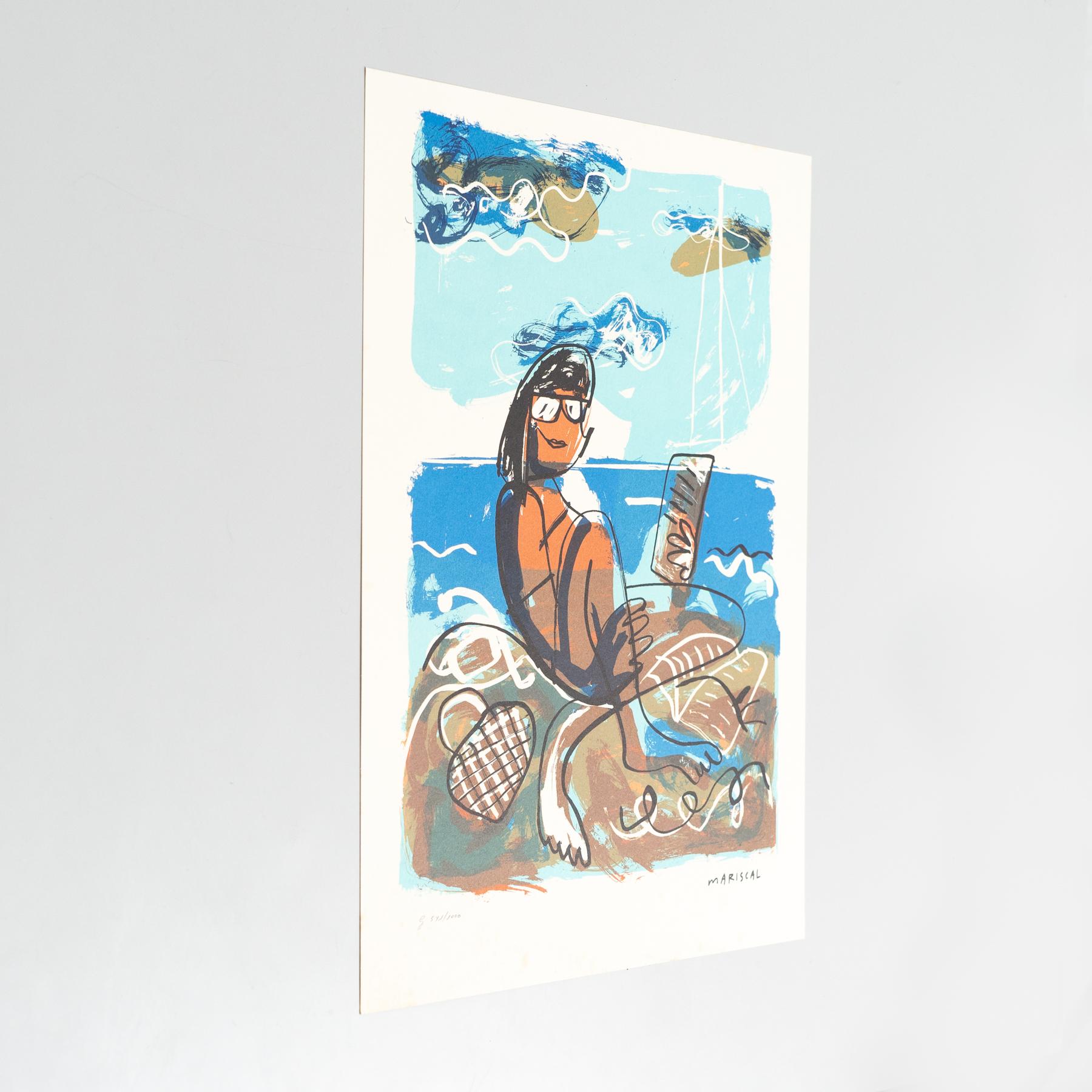 Mid-Century Modern Mariscal Abstract Color Lithography on Paper, 1999 For Sale