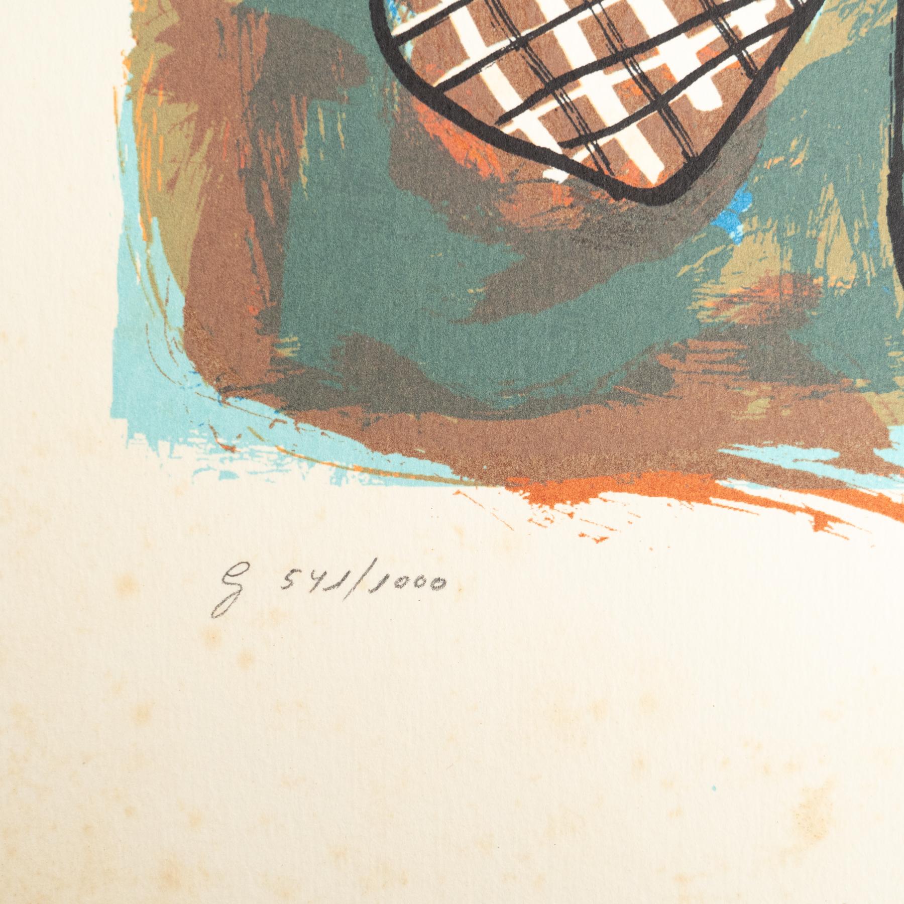 Late 20th Century Mariscal Abstract Color Lithography on Paper, 1999 For Sale