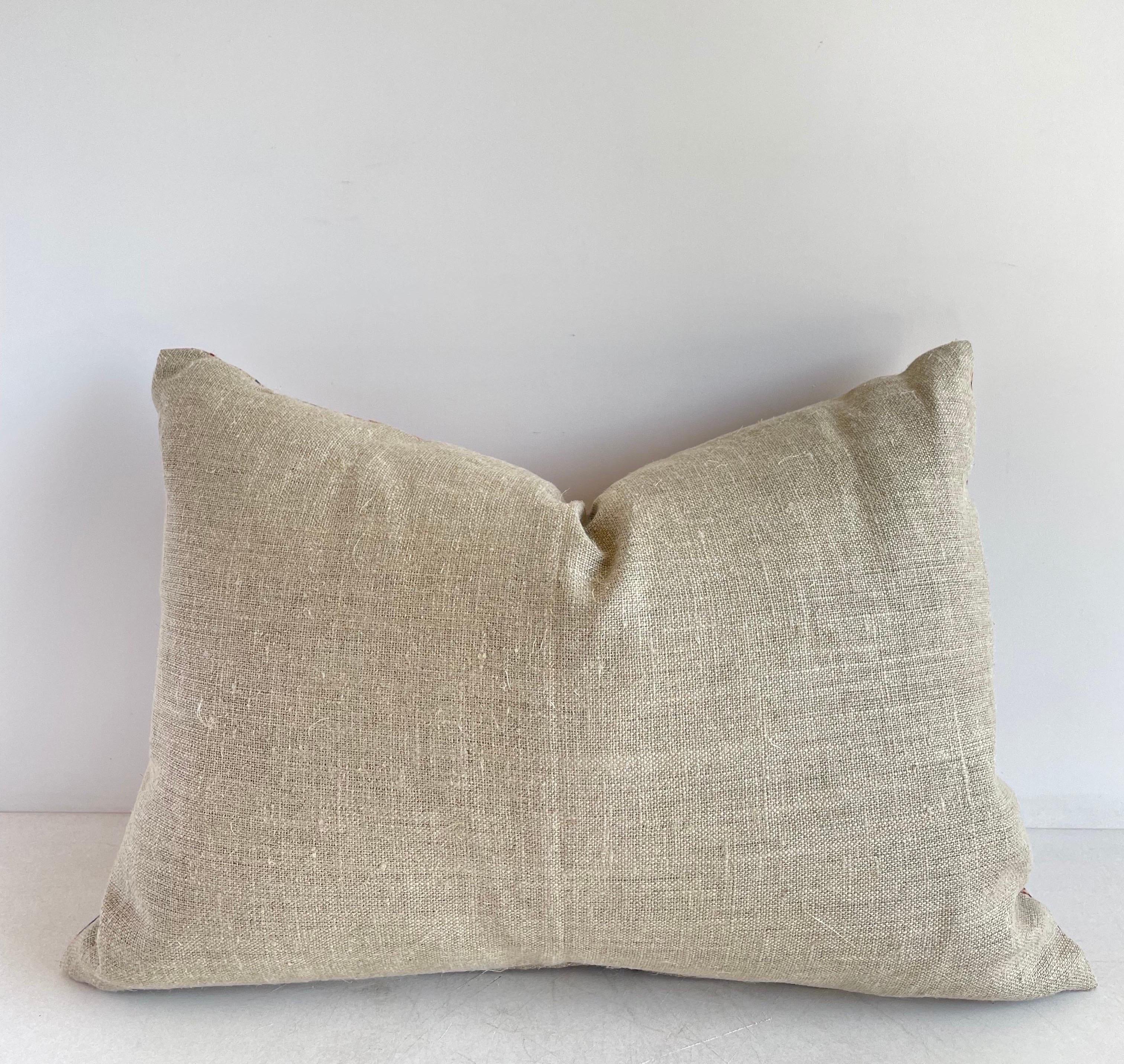 Marise Hand Block-Printed Lumbar Pillow For Sale 2
