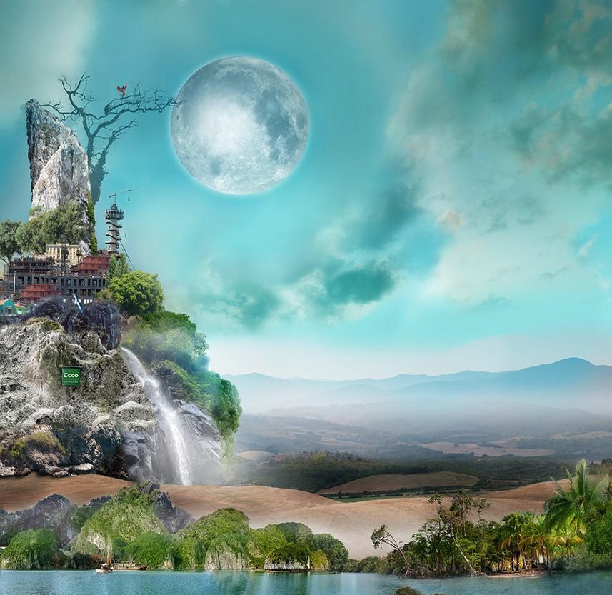 „Under the Moon“ (2023) von Mariska Karto, Original Fotocollage auf Metall im Angebot 1